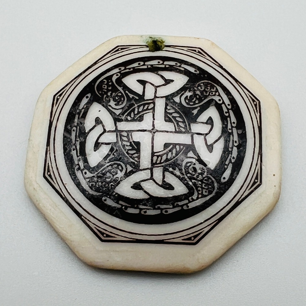 Touchstone Pottery Celtic Cross Pendant Porcelain Octagonal Spiritual Necklace
